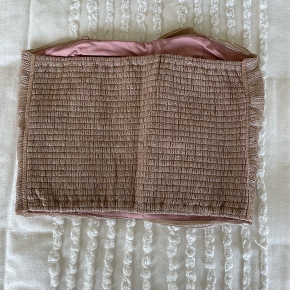 NWT Anthropologie strapless top, nude sparkle fabric with stretch back SIZE S - Picture 3 of 3